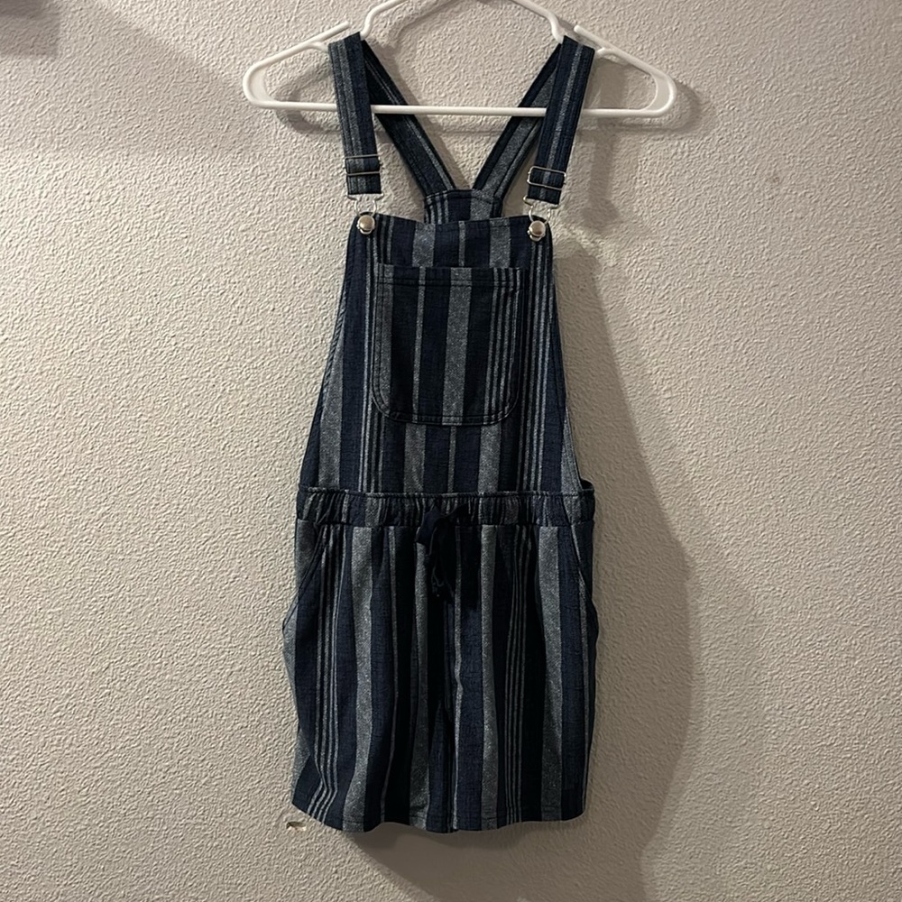 No Boundaries striped linen overalls size small